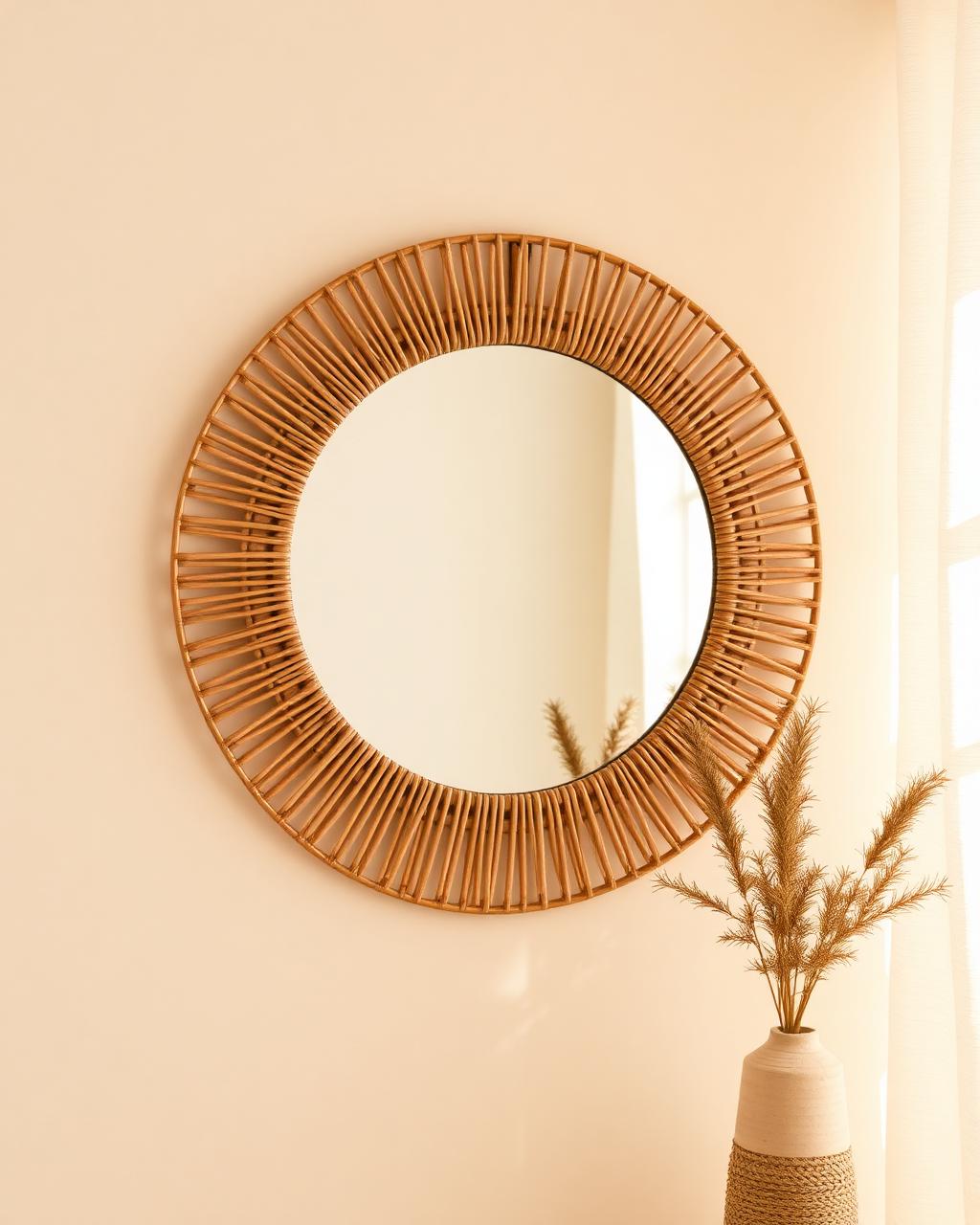 Rattan Round Mirror